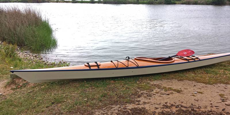 The Chesapeake 17LT Light Touring wooden sea kayak for day paddling and weekend trips